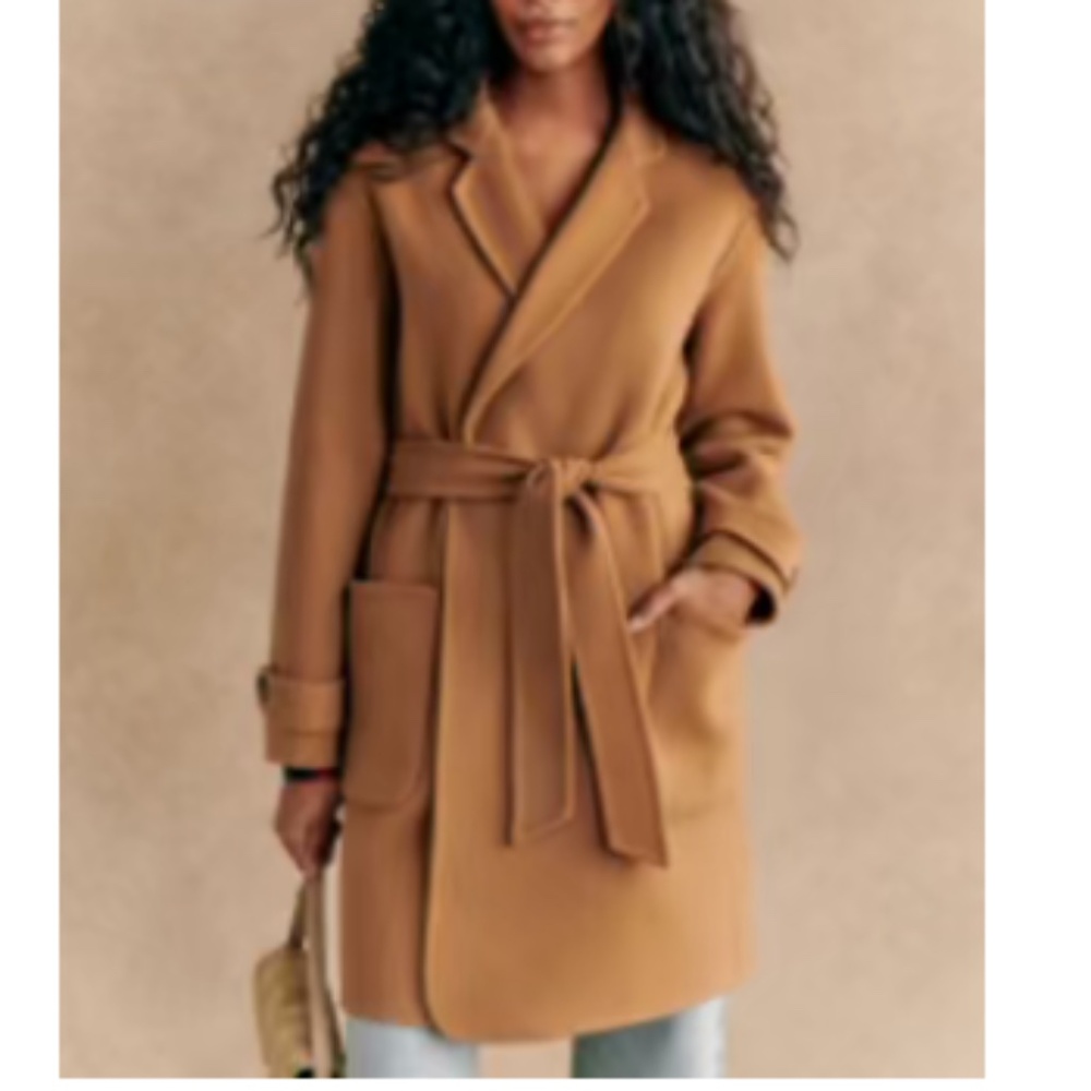 Sezane Rick Coat Camel - Size 14